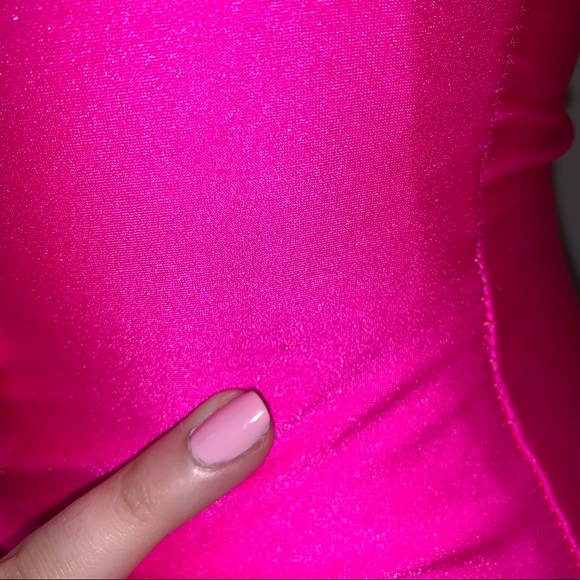 MINI DRESS • Neon Pink Spandex Mini Dress - Picture 5 of 5